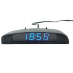Termometru + voltmetru + ceas digital, cu leduri albastre, conectare la priza, pentru auto